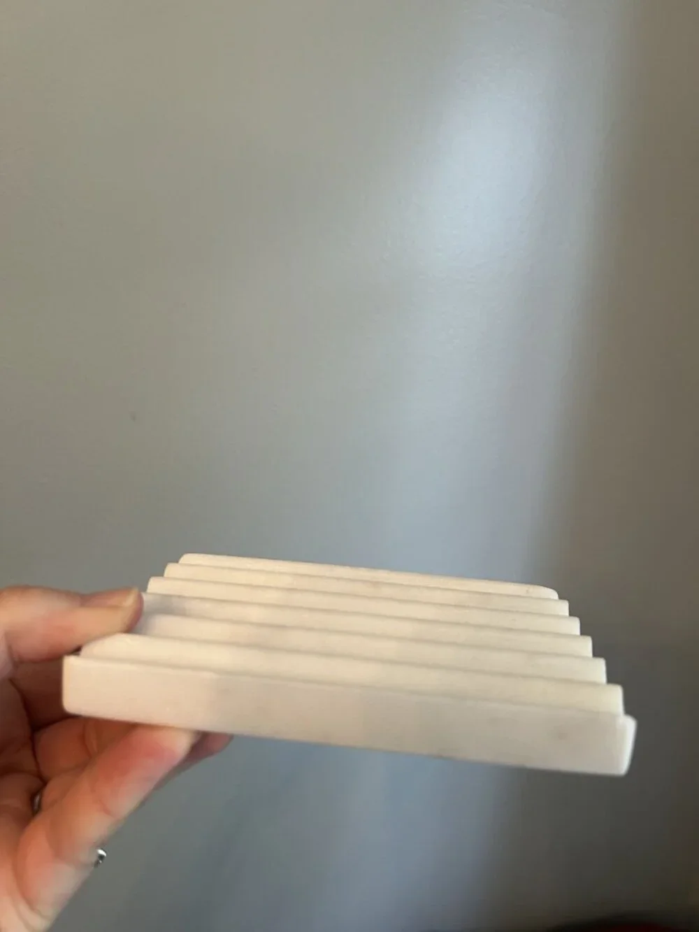 Fluted White Marble Soap Dish